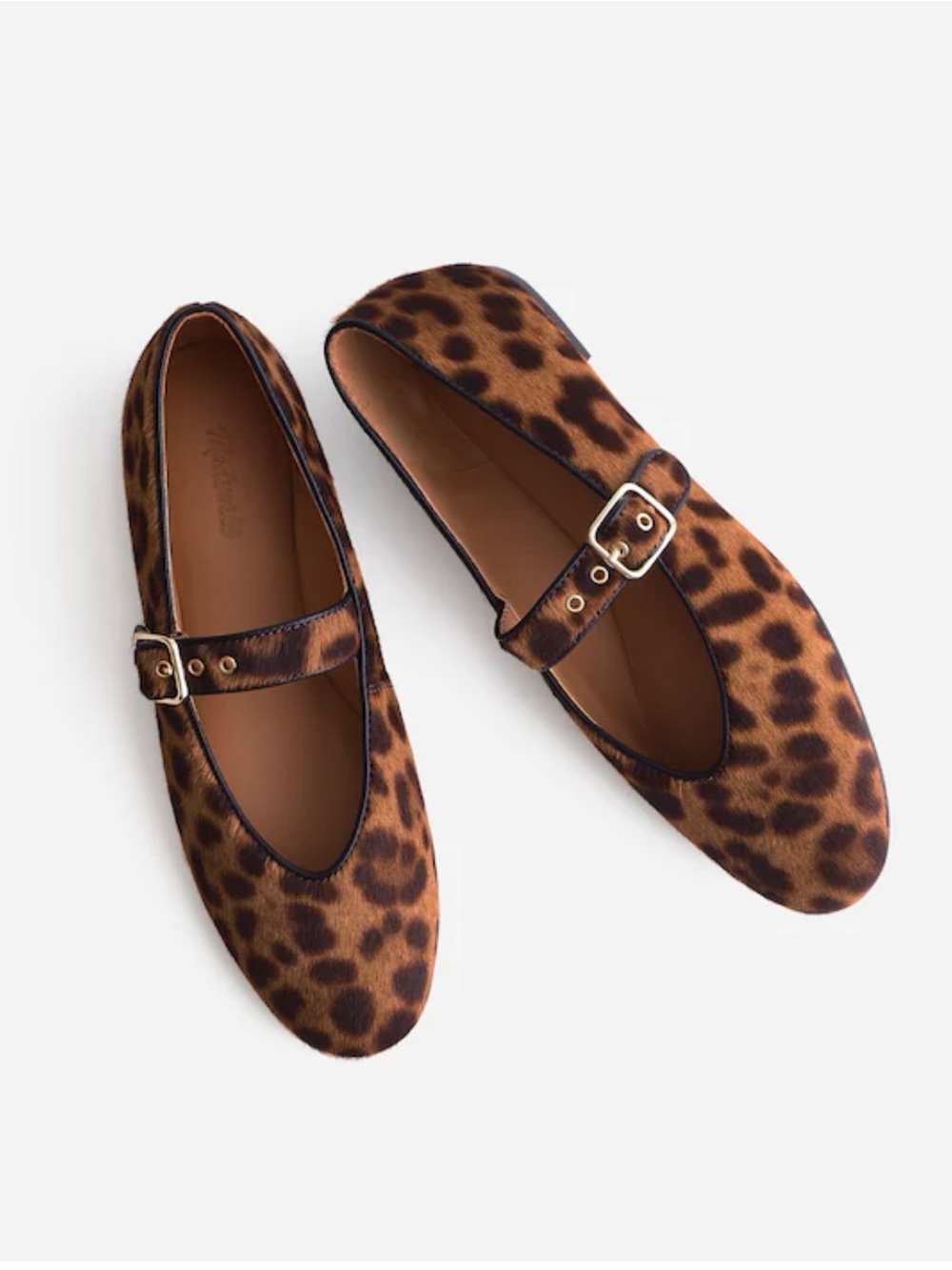 Madewell Leopard-Print Mary Jane Flats in Brown